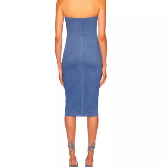 Susana Monaco Strapless Blue Denim Midi Dress - Picture 3 of 7